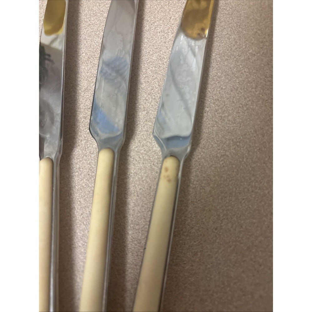 Mepra Italy Fantasia Vanilla 4 Knives 18/10 Stainless Steel Flatware Inox - Picture 3 of 7